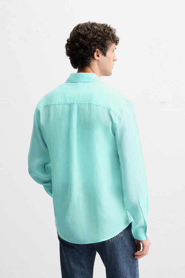 Turquoise Breeze Linen Shirt