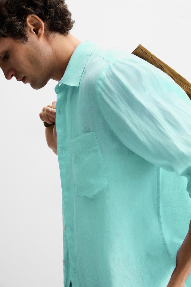 Turquoise Breeze Linen Shirt