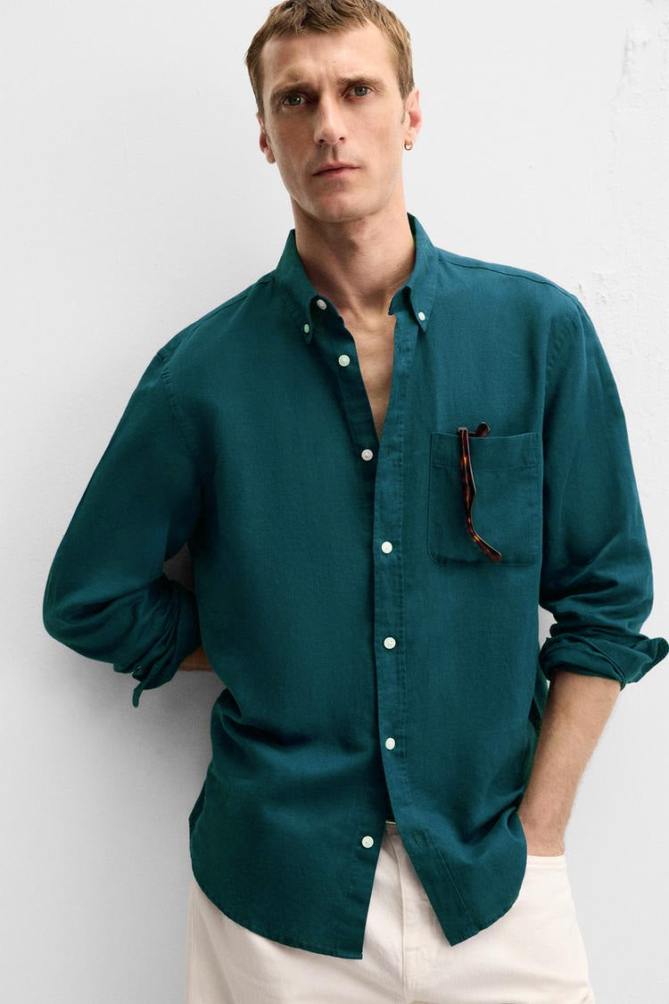 Deep Lagoon Linen Shirt
