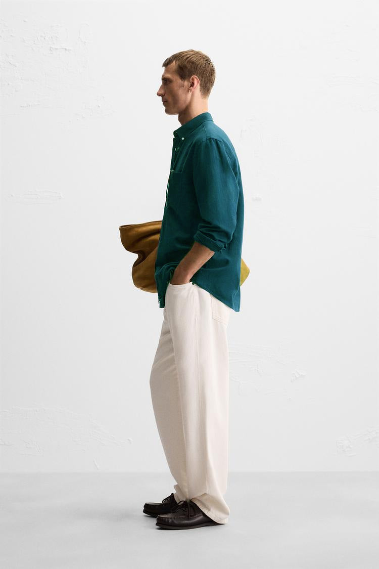 Deep Lagoon Linen Shirt