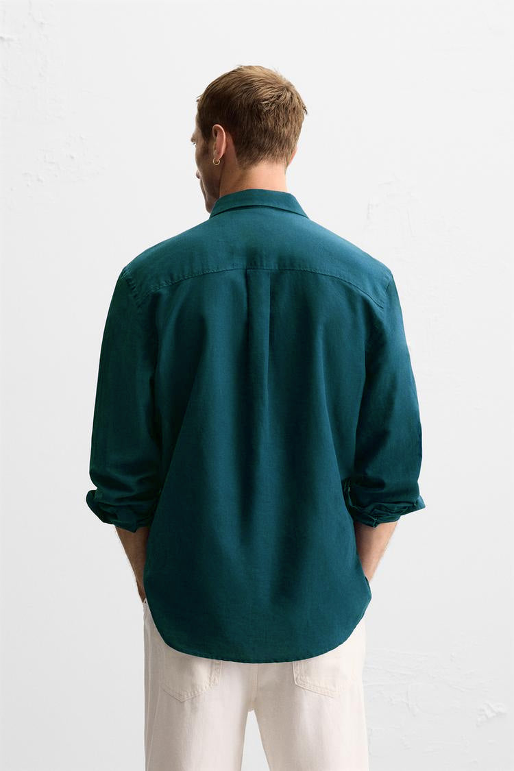 Deep Lagoon Linen Shirt