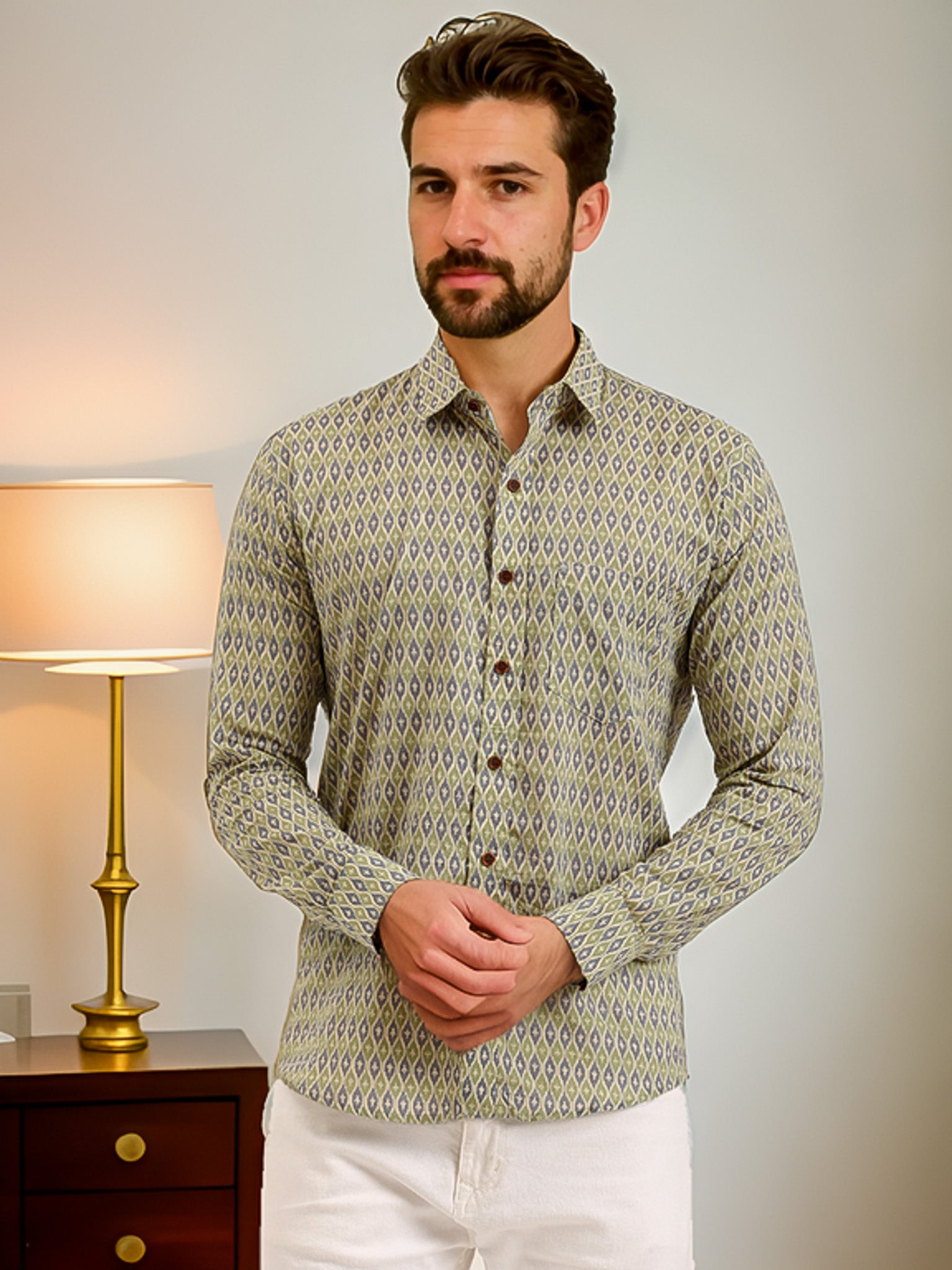 Cultural Elegance Cotton Printed Shirt